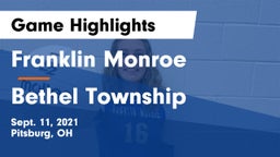 Franklin Monroe  vs Bethel Township  Game Highlights - Sept. 11, 2021