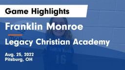 Franklin Monroe  vs Legacy Christian Academy Game Highlights - Aug. 25, 2022