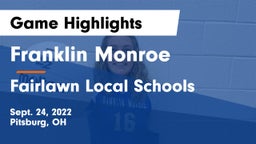 Franklin Monroe  vs Fairlawn Local Schools Game Highlights - Sept. 24, 2022
