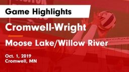 Cromwell-Wright  vs Moose Lake/Willow River  Game Highlights - Oct. 1, 2019