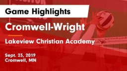 Cromwell-Wright  vs Lakeview Christian Academy Game Highlights - Sept. 23, 2019