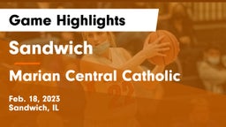 Sandwich  vs Marian Central Catholic  Game Highlights - Feb. 18, 2023