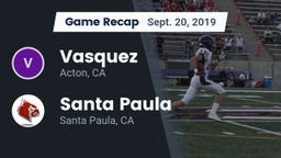 Recap: Vasquez  vs. Santa Paula  2019