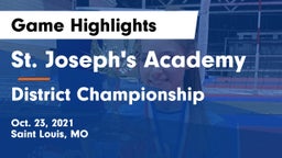 St. Joseph's Academy vs District Championship Game Highlights - Oct. 23, 2021
