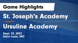 St. Joseph's Academy vs Ursuline Academy Game Highlights - Sept. 22, 2022