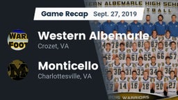 Recap: Western Albemarle  vs. Monticello  2019