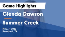 Glenda Dawson  vs Summer Creek Game Highlights - Nov. 7, 2022