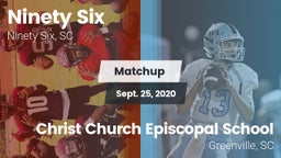 Matchup: Ninety Six vs. Christ Church Episcopal School 2020