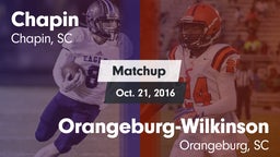 Matchup: Chapin vs. Orangeburg-Wilkinson  2016