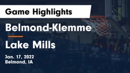 Belmond-Klemme  vs Lake Mills  Game Highlights - Jan. 17, 2022