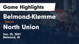 Belmond-Klemme  vs North Union   Game Highlights - Jan. 25, 2022