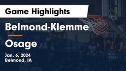 Belmond-Klemme  vs Osage  Game Highlights - Jan. 6, 2024