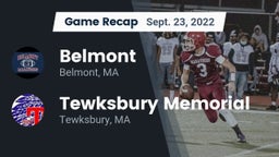 Recap: Belmont  vs. Tewksbury Memorial 2022