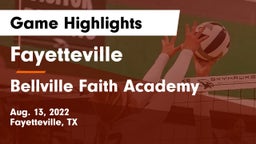 Fayetteville  vs Bellville Faith Academy Game Highlights - Aug. 13, 2022