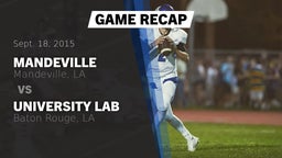 Recap: Mandeville  vs. University Lab  2015