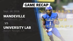 Recap: Mandeville  vs. University Lab  2016