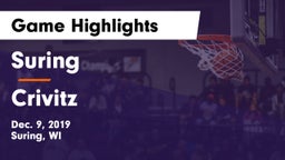 Suring  vs Crivitz Game Highlights - Dec. 9, 2019