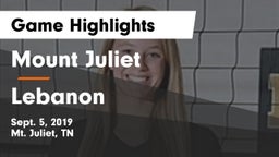 Mount Juliet  vs Lebanon  Game Highlights - Sept. 5, 2019