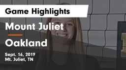 Mount Juliet  vs Oakland  Game Highlights - Sept. 16, 2019
