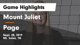 Mount Juliet  vs Page  Game Highlights - Sept. 28, 2019