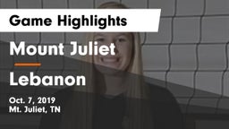 Mount Juliet  vs Lebanon  Game Highlights - Oct. 7, 2019