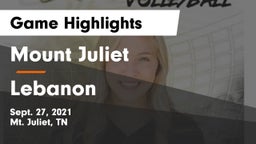 Mount Juliet  vs Lebanon  Game Highlights - Sept. 27, 2021