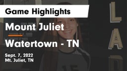Mount Juliet  vs Watertown - TN Game Highlights - Sept. 7, 2022