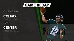 Recap: Colfax  vs. Center  2016