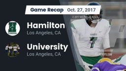 Recap: Hamilton  vs. University  2017