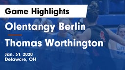 Olentangy Berlin  vs Thomas Worthington  Game Highlights - Jan. 31, 2020