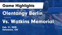 Olentangy Berlin  vs Vs. Watkins Memorial Game Highlights - Feb. 21, 2020