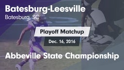 Matchup: Batesburg-Leesville vs. Abbeville State Championship 2016