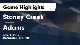 Stoney Creek  vs Adams Game Highlights - Jan. 4, 2019