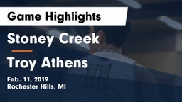 Stoney Creek  vs Troy Athens Game Highlights - Feb. 11, 2019