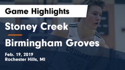 Stoney Creek  vs Birmingham Groves Game Highlights - Feb. 19, 2019