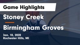 Stoney Creek  vs Birmingham Groves  Game Highlights - Jan. 10, 2020