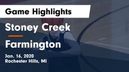 Stoney Creek  vs Farmington  Game Highlights - Jan. 16, 2020