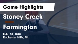 Stoney Creek  vs Farmington  Game Highlights - Feb. 18, 2020