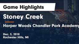 Stoney Creek  vs Harper Woods Chandler Park Academy Game Highlights - Dec. 3, 2018