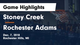 Stoney Creek  vs Rochester Adams Game Highlights - Dec. 7, 2018