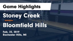 Stoney Creek  vs Bloomfield Hills  Game Highlights - Feb. 22, 2019