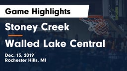 Stoney Creek  vs Walled Lake Central  Game Highlights - Dec. 13, 2019