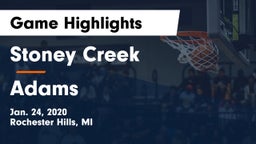 Stoney Creek  vs Adams  Game Highlights - Jan. 24, 2020