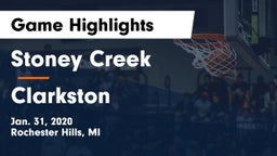 Stoney Creek  vs Clarkston  Game Highlights - Jan. 31, 2020