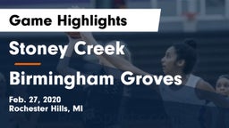 Stoney Creek  vs Birmingham Groves  Game Highlights - Feb. 27, 2020