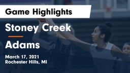 Stoney Creek  vs Adams  Game Highlights - March 17, 2021