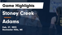 Stoney Creek  vs Adams  Game Highlights - Feb. 27, 2023