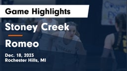 Stoney Creek  vs Romeo  Game Highlights - Dec. 18, 2023