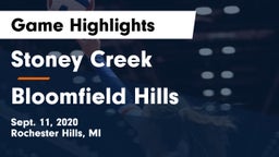 Stoney Creek  vs Bloomfield Hills  Game Highlights - Sept. 11, 2020