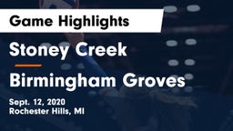 Stoney Creek  vs Birmingham Groves Game Highlights - Sept. 12, 2020